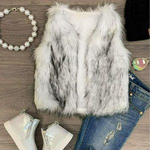 Deluxe Fur Vest Black & White Size Medium